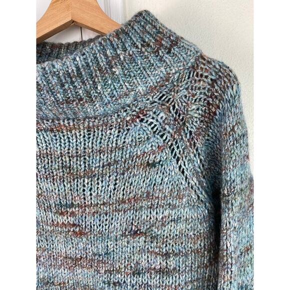 Anthropologie MOTH Size S Teal Rust Wool Blend Sweater Made in Italy - Picture 2 of 6